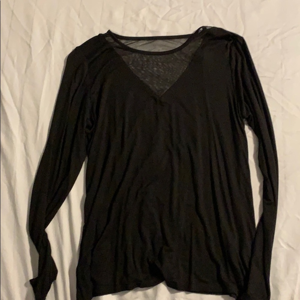 Black top with sheer detail